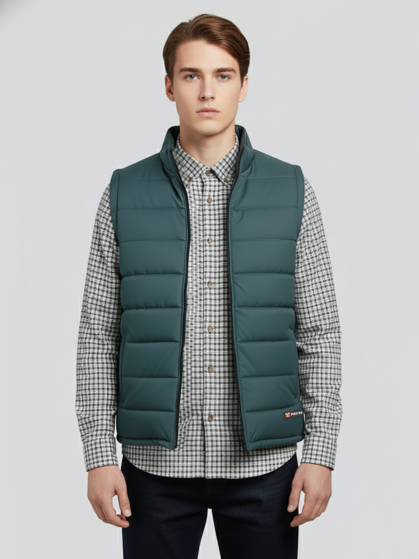 Payper Winter Sleeveless Zipper Mockneck Jacket For Men-Storm Cloud-PH36