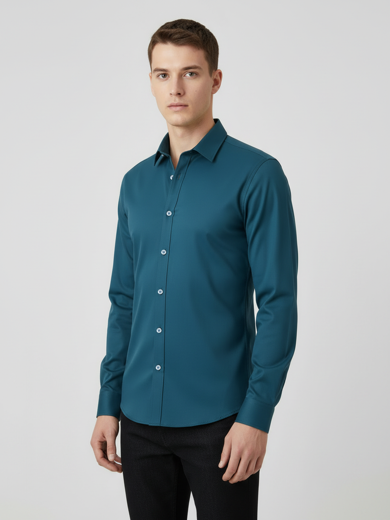 Rawgear 4 Side Lycra Slim Fit Long Sleeve Casual Shirt For Men-Zinc-RG01