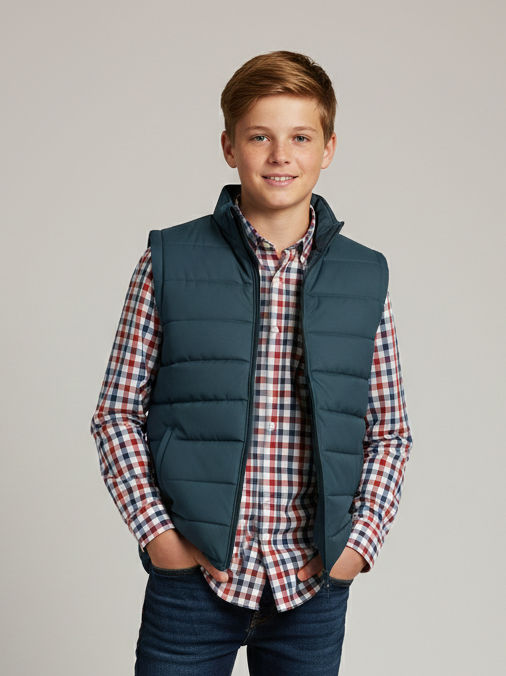 Payper Winter Sleeveless Zipper Mockneck Jacket For Kids-Steel Grey-PSJ11