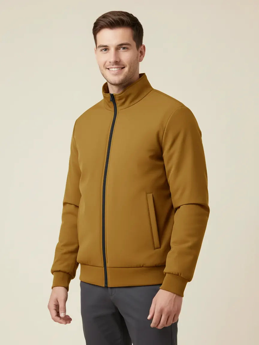 Payper Puffer Zipper Mockneck Jacket For Men-Golden Brown-PH21