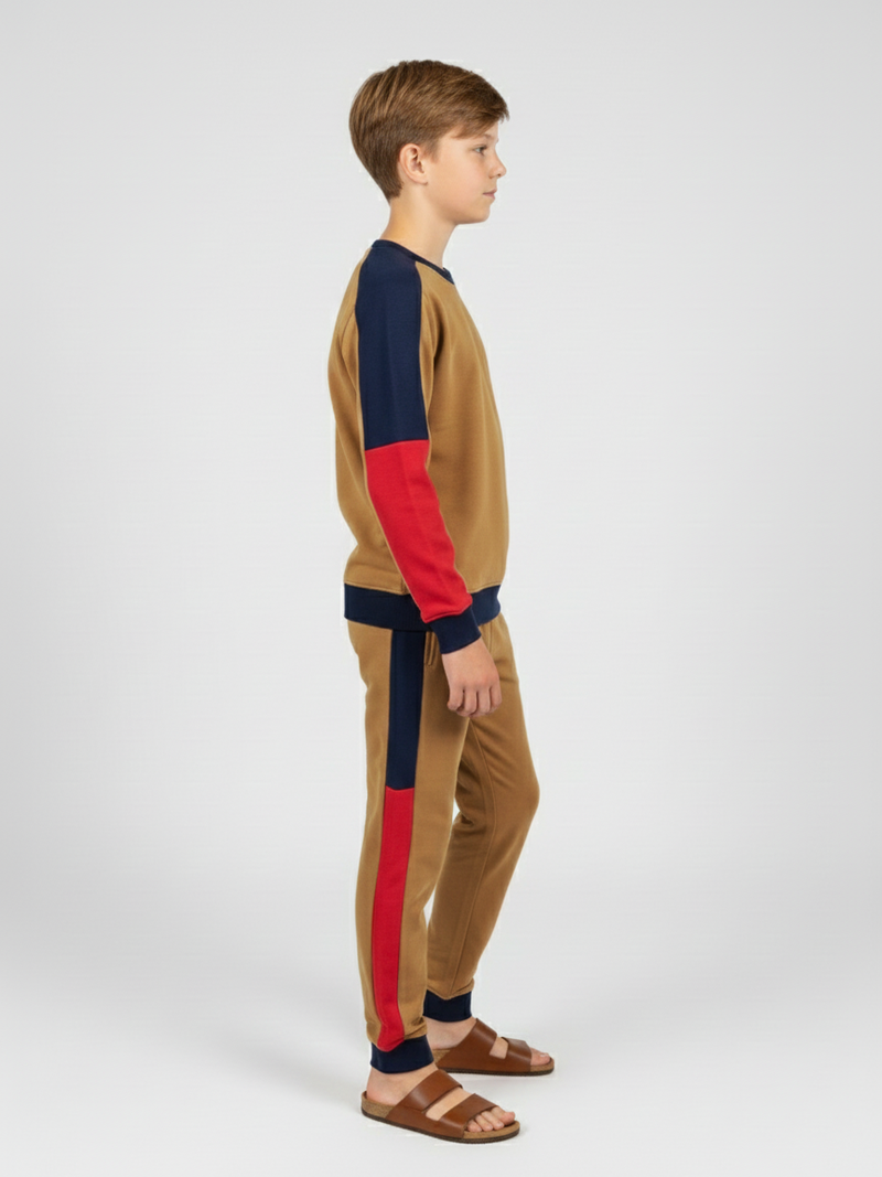 Stylish Dry Fit Tracksuit For Kids-Camel-SDF01