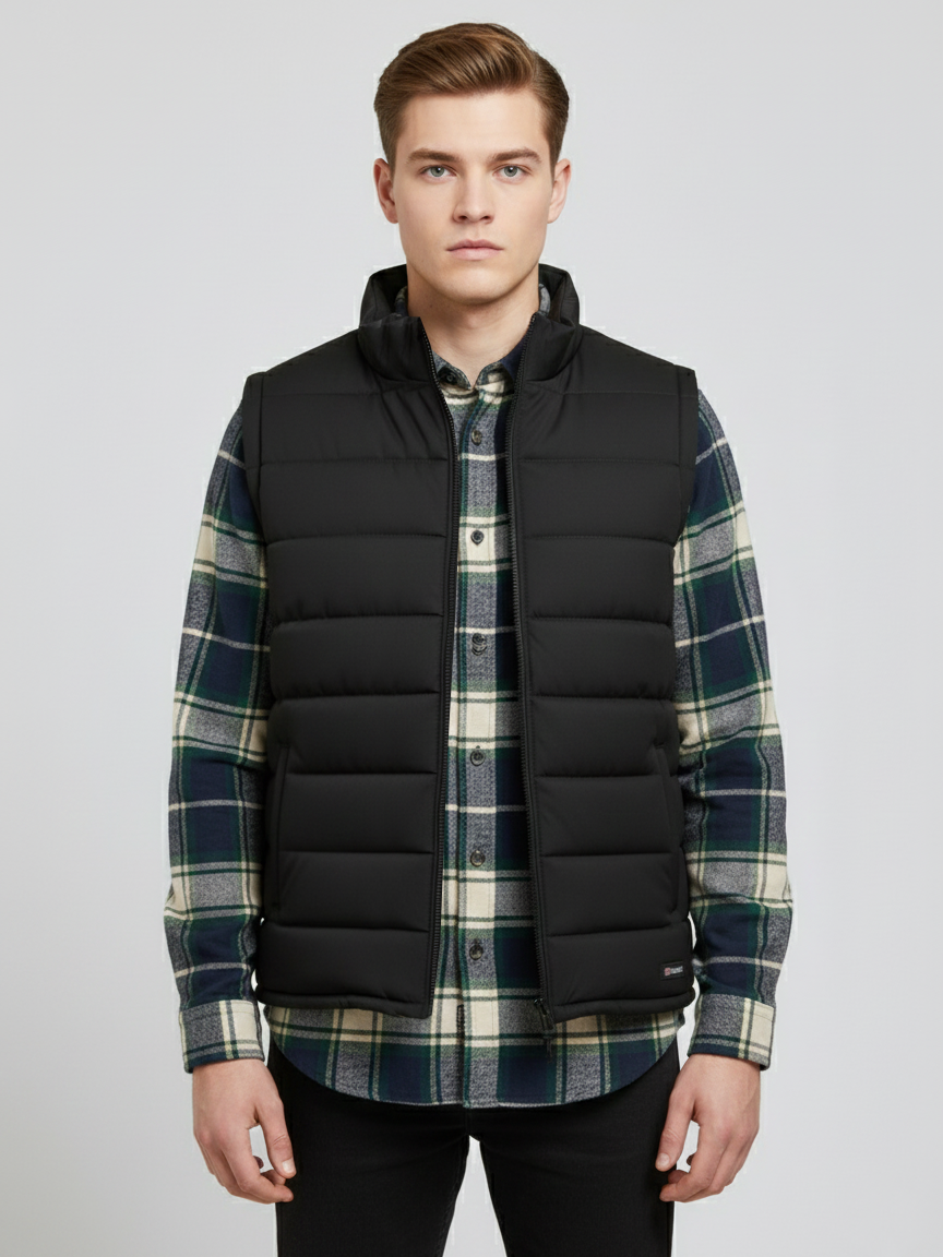 Payper Winter Sleeveless Zipper Mockneck Jacket For Men-Black-PH33