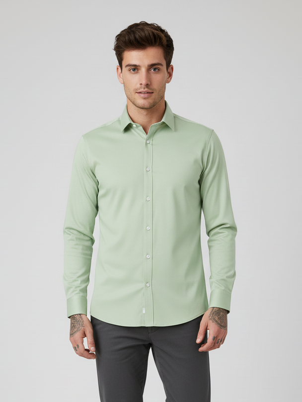 Rawgear 4 Side Lycra Slim Fit Long Sleeve Casual Shirt For Men-Mint Green-RG13