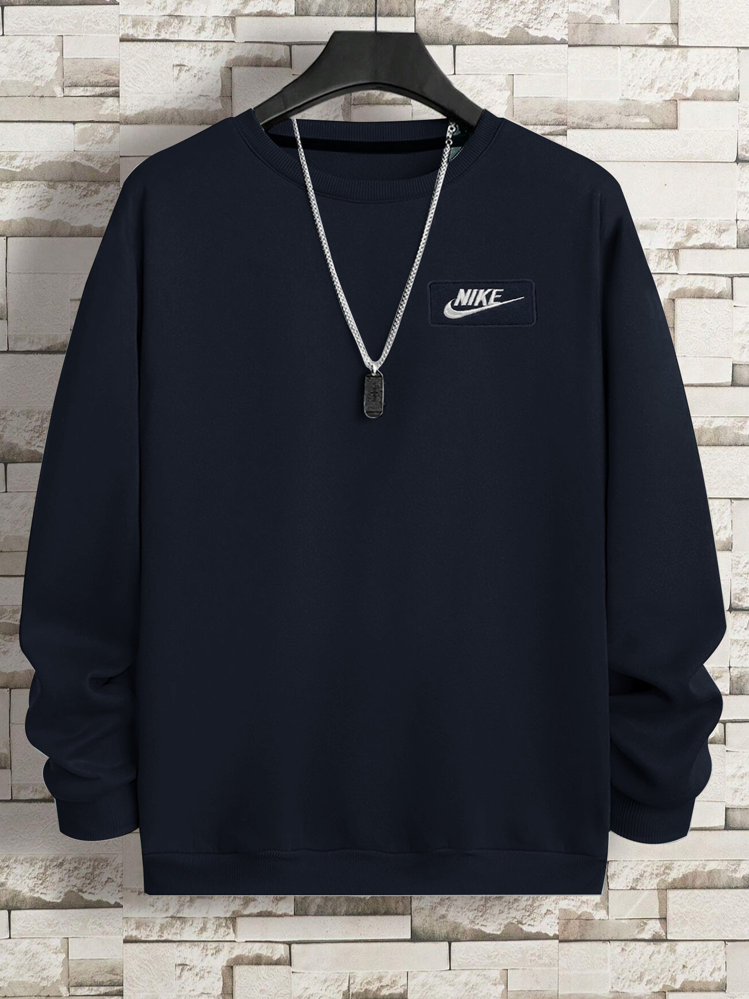 NK Fleece Crew Neck Sweatshirt For Men-Navy-SP3365