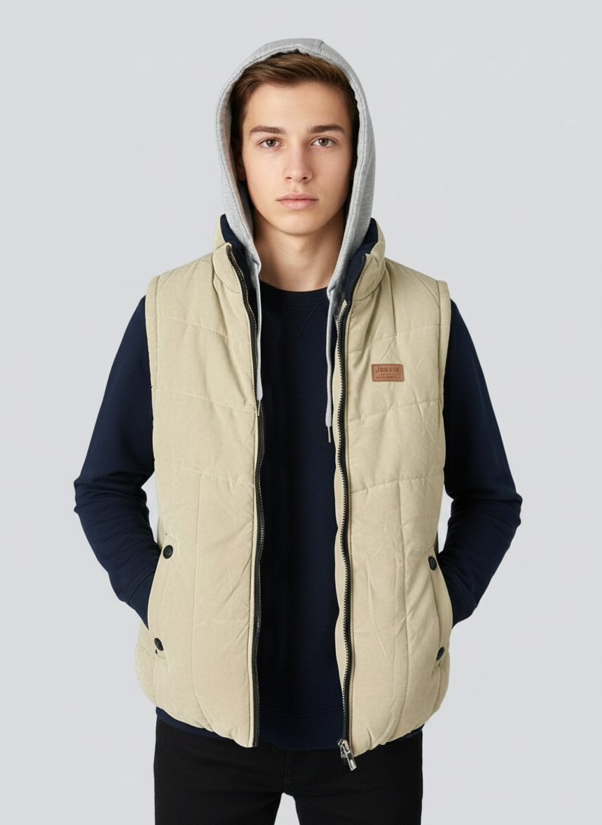 Stylish Winter Sleeveless Zipper Jacket For Men-Skin-SJ01