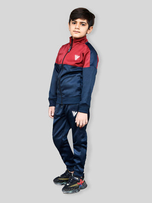 Louis Vicaci Lightning Flash Training Tracksuit For Kids-Dark Navy & Maroon-RT1175