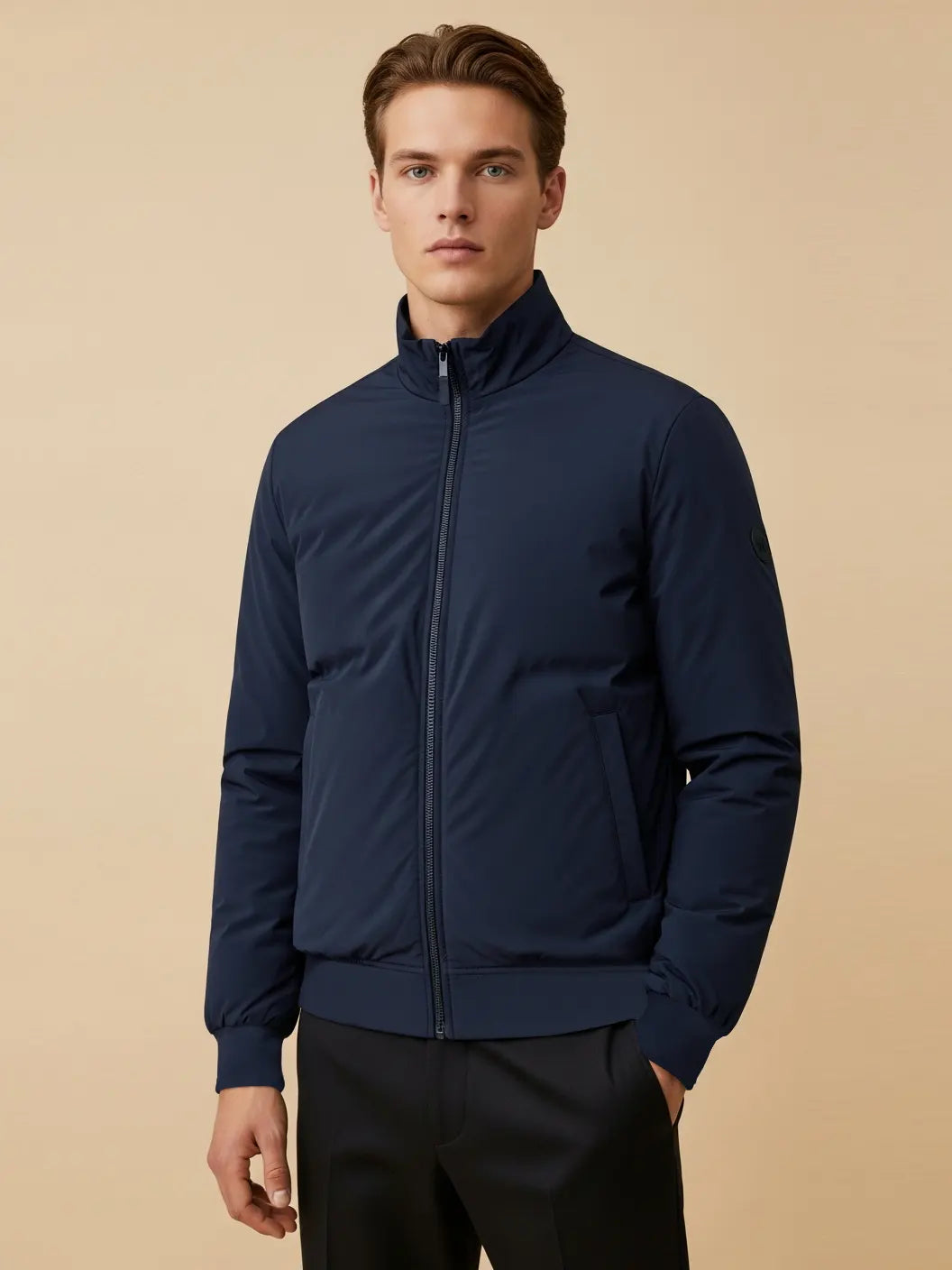 Payper Puffer Zipper Mockneck Jacket For Men-Dark Navy-PH10