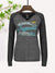 Majestic Lead Play Long Sleeve Split Neck Tee Shirt For Ladies-Dark Grey Melange-SP3112