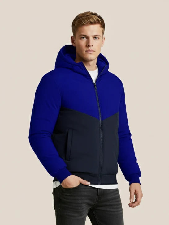 Payper Zipper Puffer Hoodie For Men-Royal Blue & Navy-PH05