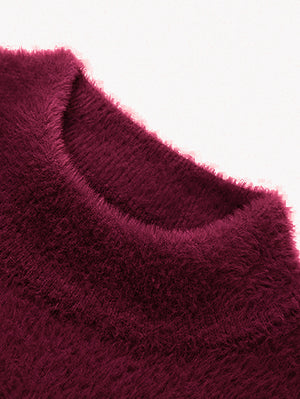 Louis Vicaci Turtle Neck Rabbit Wool Sweatshirt-Burgundy-BE408/BR1170