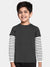 Maxx Crew Neck Long Sleeve Single Jersey Tee Shirt For Kids-Charcoal & White-SP6395