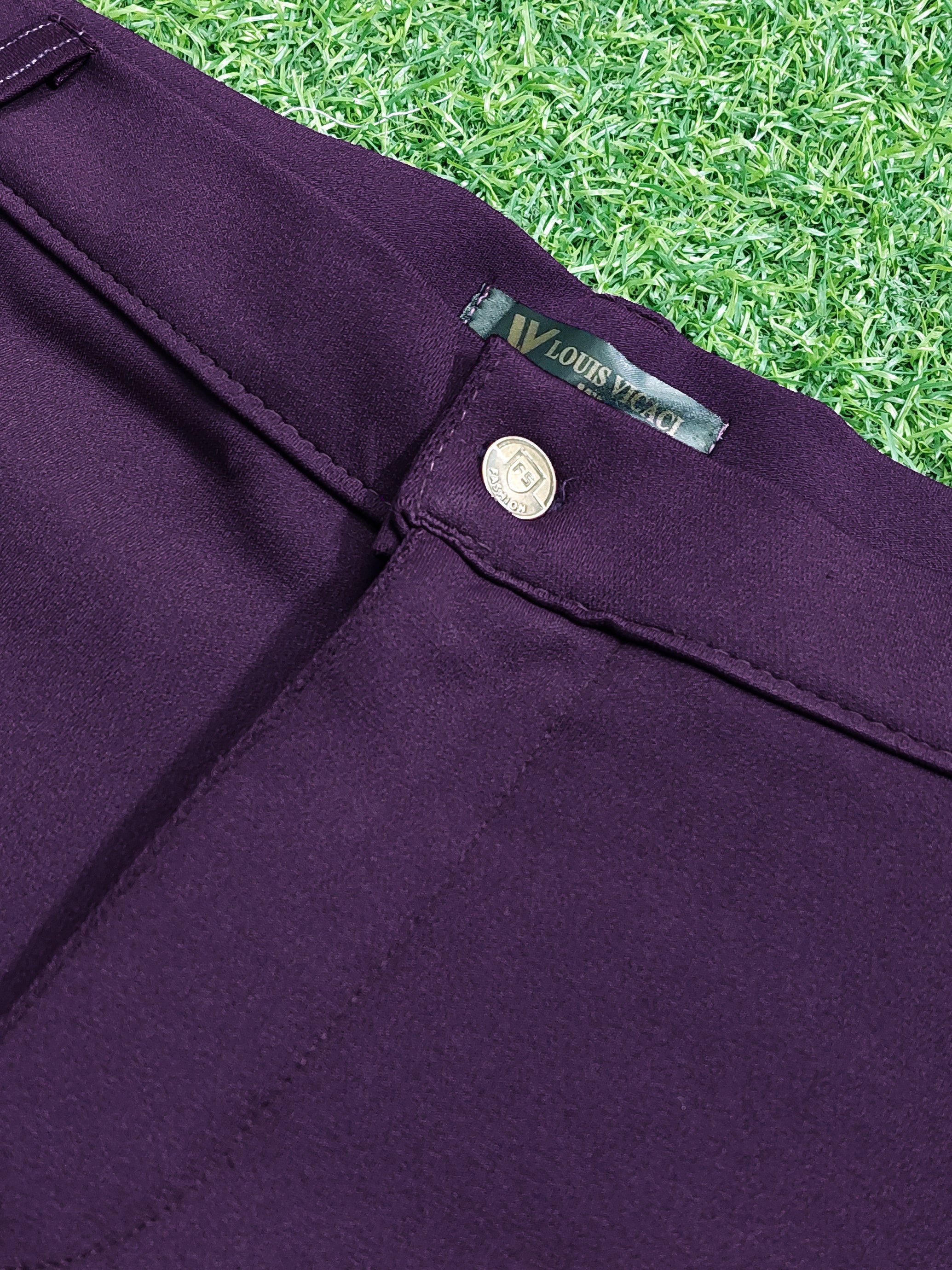 Louis Vicaci Interlock Stretchy Slim Fit Lycra Pent For Men-Dark Purple-AZ156