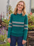 Sixteen Fashion Wool Crew Neck Sweater For Women-Cyan With Stripes-SP1112/RT2253