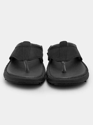 Men's Soft Leather Chappal-Black-BE2553