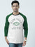 47 Raglan Sleeve Crew Neck Tee Shirt For Men-Off White & Green with Print-SP2083