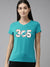 47 V Neck T Shirt For Women-Cyan Blue with Print-SP3065