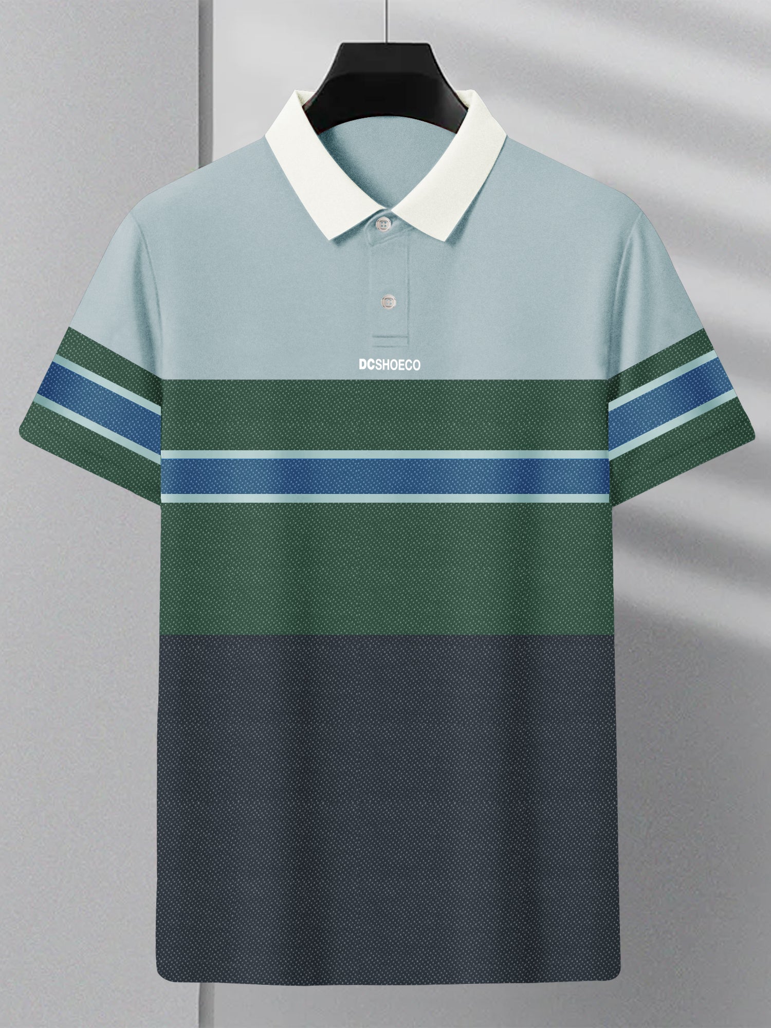 DCSH P.Q Half Sleeve Polo For Men-Navy & Green with Sky-SP1630/RT2387