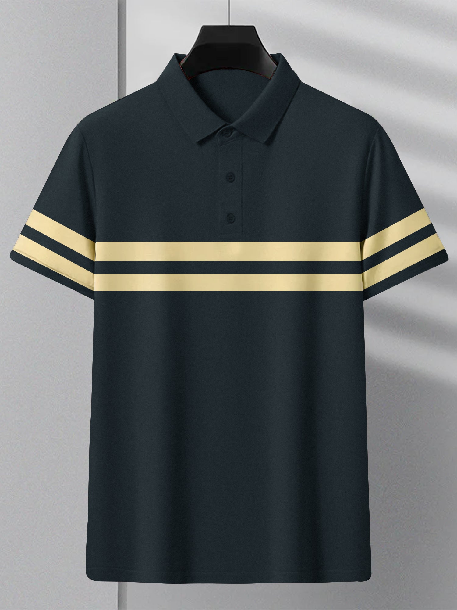 NXT Summer Polo Shirt For Men-Dark Navy With Light Yellow Strip-SP1442/RT2330