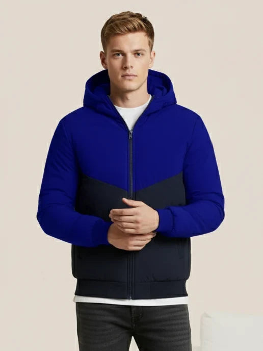 Payper Zipper Puffer Hoodie For Men-Royal Blue & Navy-PH05