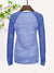 Majestic Lead Play Long Sleeve Split Neck Tee Shirt For Ladies-Blue Melange-SP3118