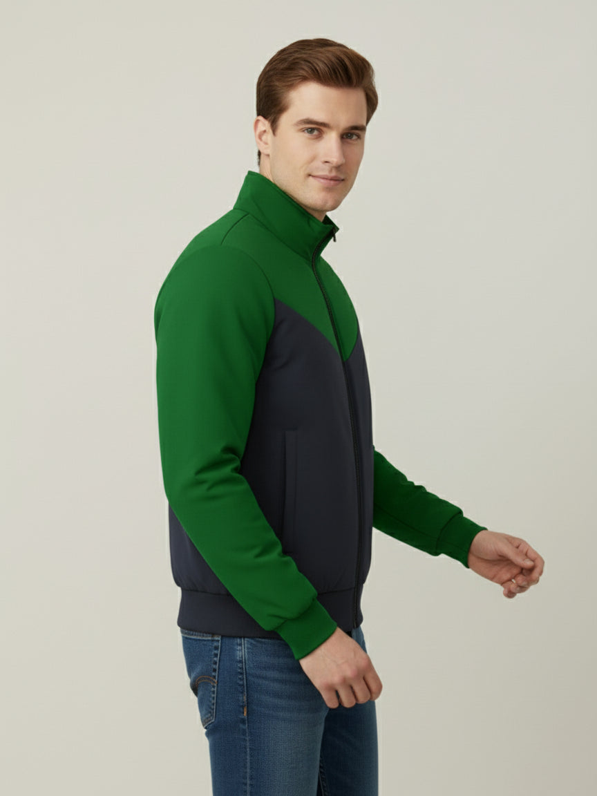 Payper Puffer Zipper Mockneck Jacket For Men-Green & Dark Navy-PH26