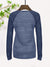 Majestic Lead Play Long Sleeve Split Neck Tee Shirt For Ladies-Blue Melange-SP3107