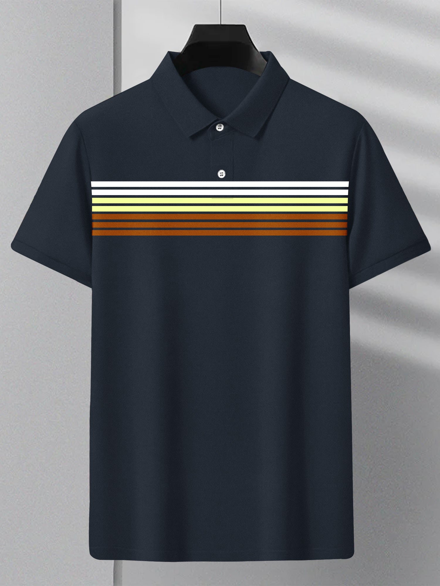 NXT Summer Single Jersey Polo Shirt For Men-Dark Navy with Stripes-SP3248