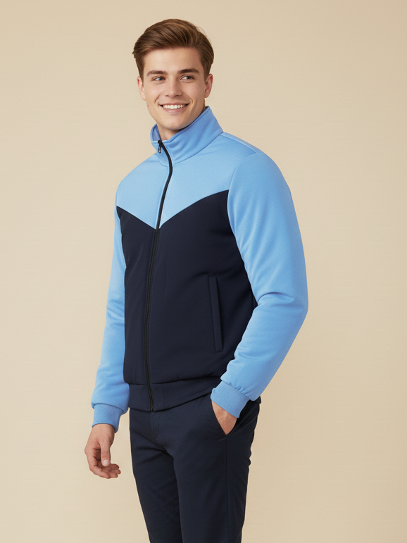 Payper Winter Zipper Mockneck Jacket For Men-Light Sky & Dark Navy-PHPH37