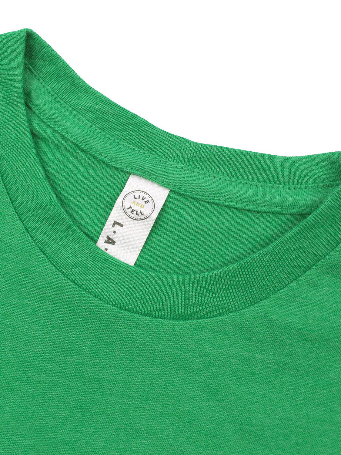 L.A.T Crew Neck Single Jersey Tee Shirt For Kids-Green Melange-SP2089
