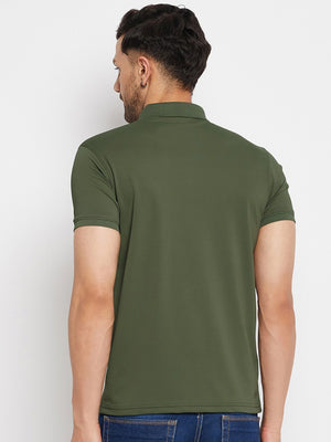 PYPR Summer Solid Polo Shirt For Men-Olive Green-BE1595