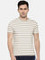 M-17 Single Jersey V Neck Tee Shirt For Men-Light Brown Melange With Stripes-SP1920/RT2483