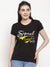 Nxt Crew Neck T Shirt For Women-Black with Print-SP3083