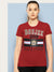 Here Kitty Crew Neck T Shirt For Women-Red With Print-SP3068