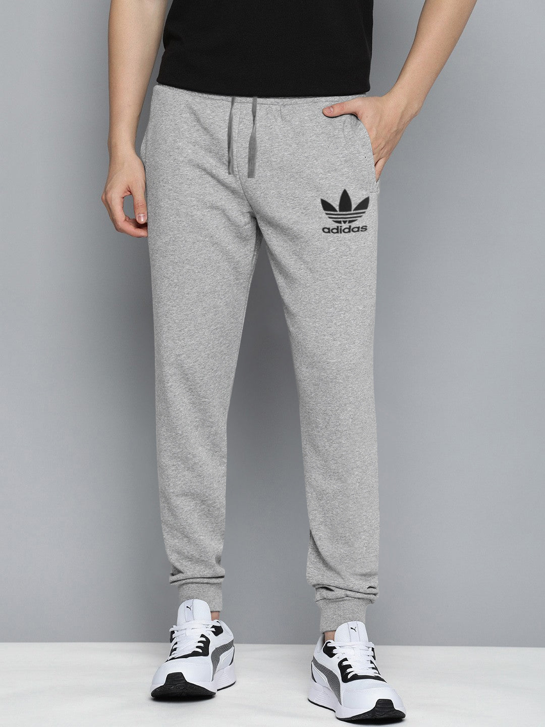 ADS Terry Fleece Jogger Sweatpant For Men-Grey Melange-BE2593