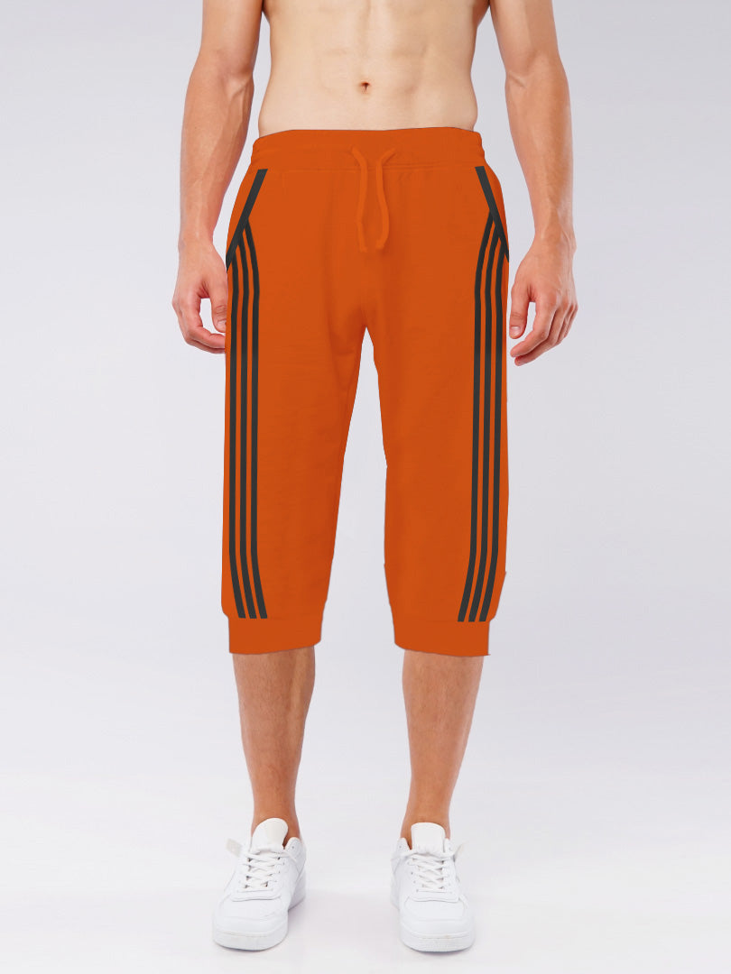 Summer Jersey Terry Slim Fit Bermuda Short For Men-Orange with Stripes-SP1821