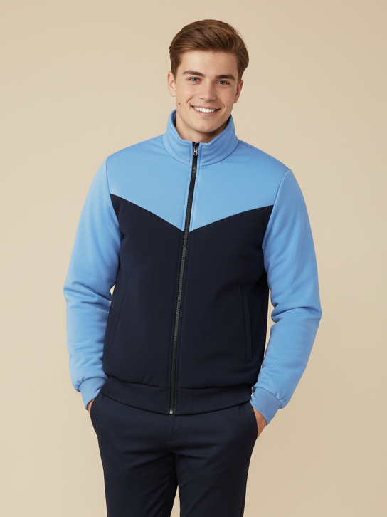 Payper Winter Zipper Mockneck Jacket For Men-Light Sky & Dark Navy-PHPH37