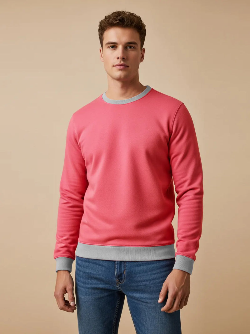 NK Crew Neck Terry Fleece Sweatshirt For Men-Light Pink-NKS03