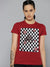 Here Kitty Crew Neck T Shirt For Women-Red With Print-SP3132