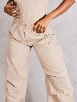 Lightweight Parachute Oversized Shell Cargos Jogger For Ladies-Camel-SP3325