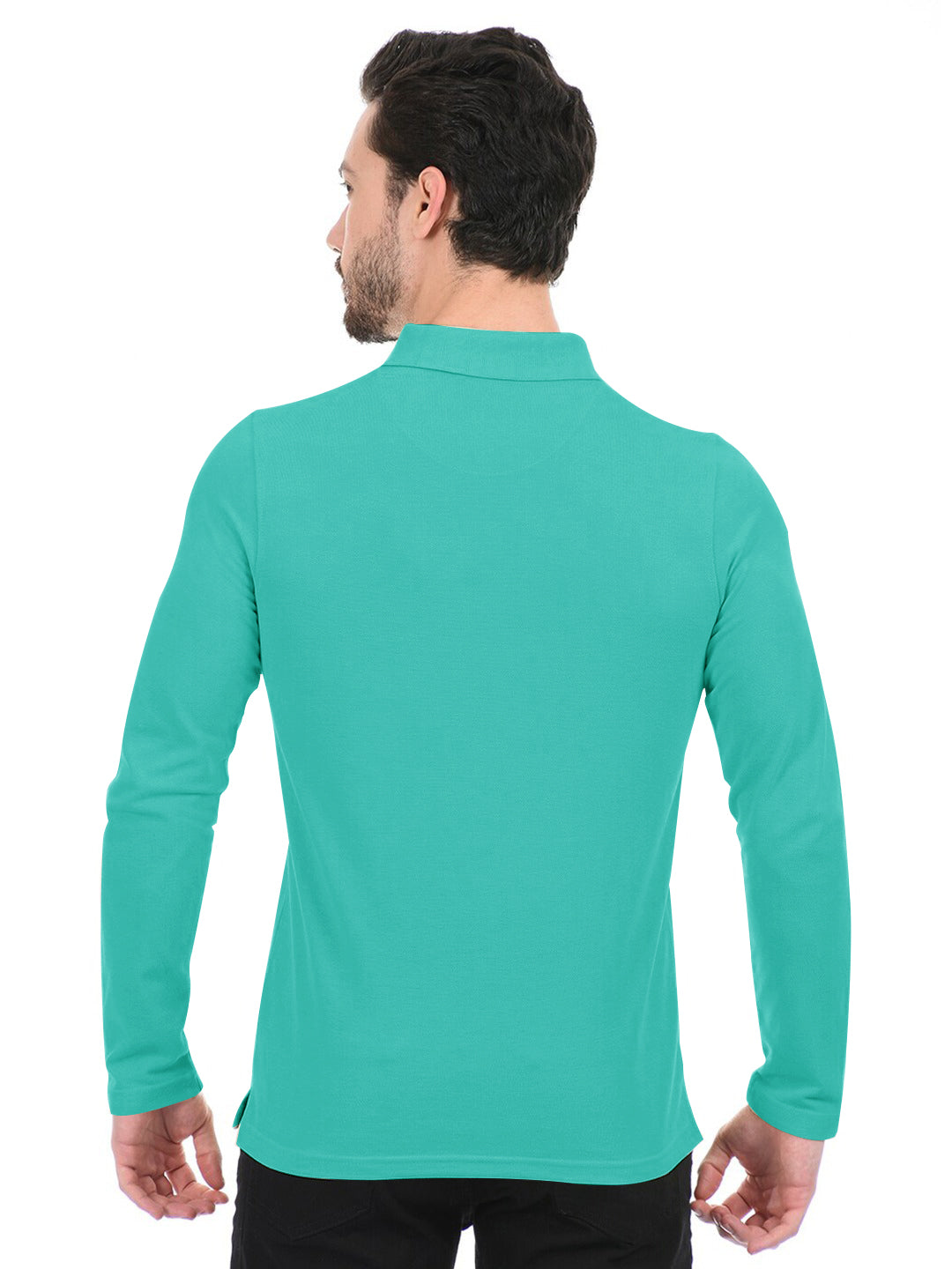 Louis Vicaci Long Sleeve P.Q Polo Shirt For Men-Cyan Blue-SP1765