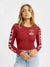 47 Crew Neck Full Sleeve Crop Tee Shirt For Ladies-Red-SP1997