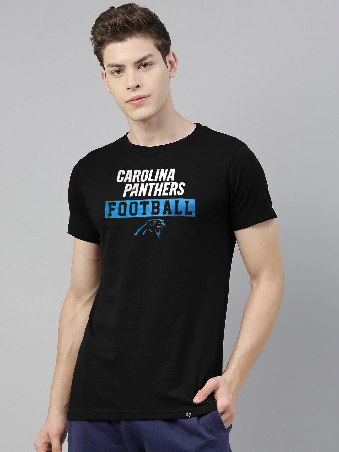 47 Crew Neck Half Sleeve Tee Shirt For Men-Black with Print-BE1117