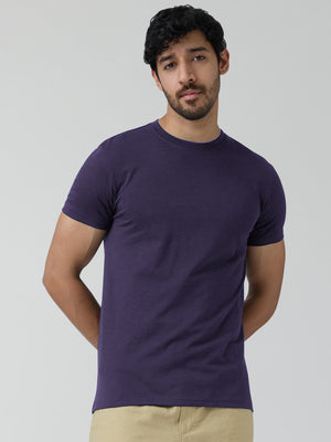 47 Crew Neck Half Sleeve Tee Shirt For Men-Purpl-BE3191