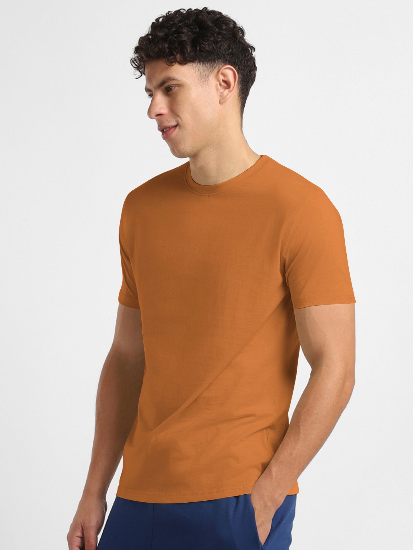47 Lycra Summer T Shirt For Men-Camel-BE3216/BR15662
