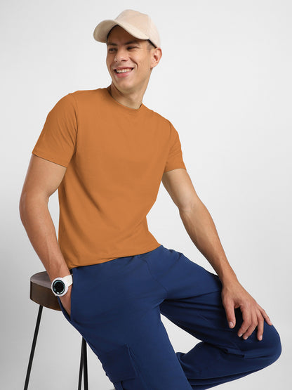 47 Lycra Summer T Shirt For Men-Camel-BE3216/BR15662