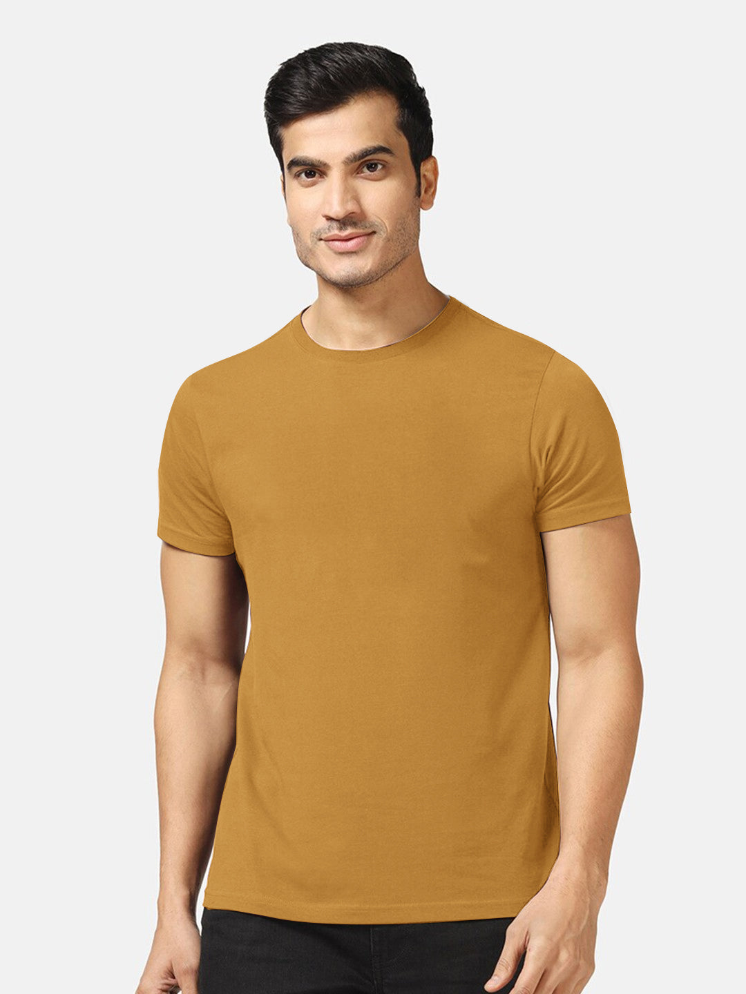 47 Lycra Summer T Shirt For Men-Light Camel-BE3210/BR15658