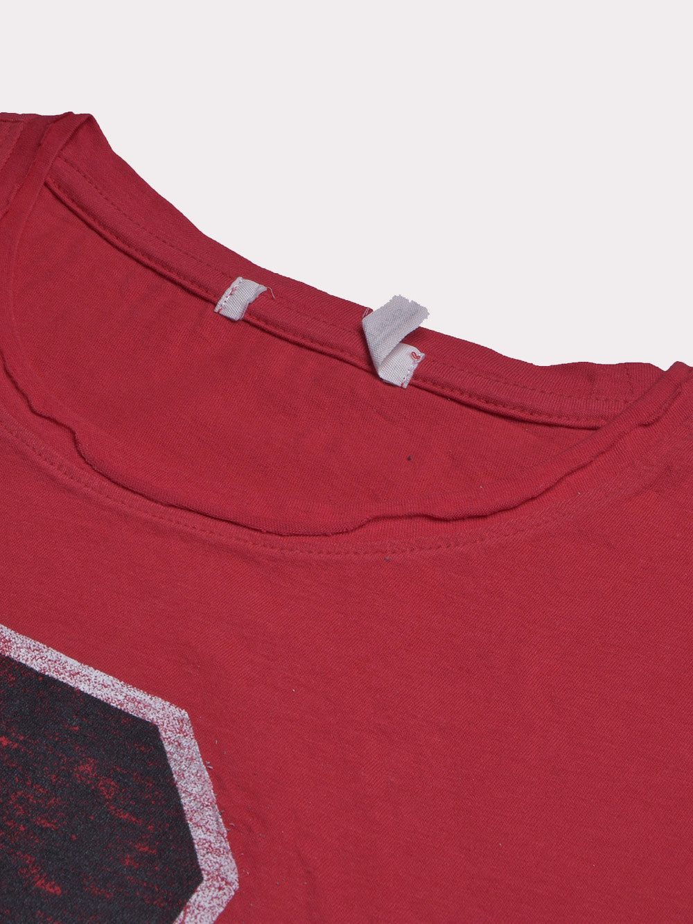 47 Raw Crew Neck Half Sleeve Tee Shirt For Men-Dark Red-BE1072