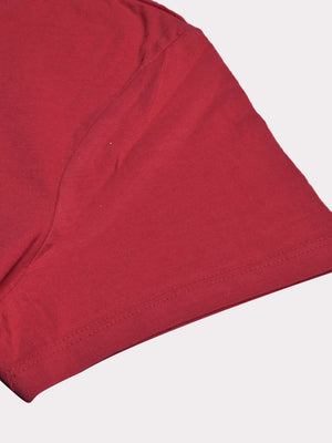 47 Raw Crew Neck Half Sleeve Tee Shirt For Men-Dark Red-BE1073