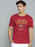 47 Raw Crew Neck Half Sleeve Tee Shirt For Men-Dark Red-BE1075