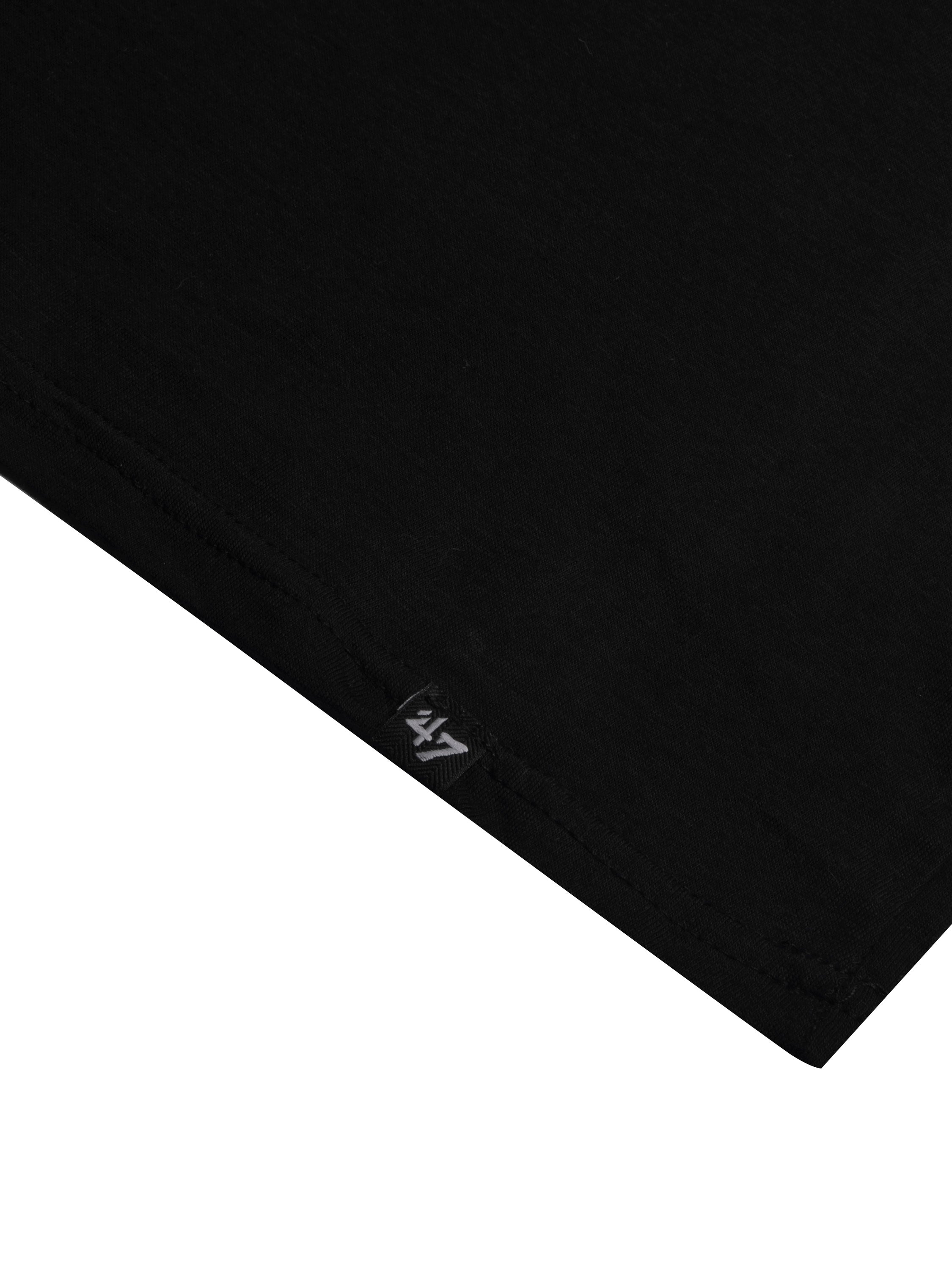 47 Single Jersey Crew Neck Tee Shirt For Men-Black with Print-BE911/BR13173